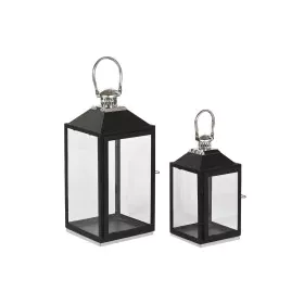 Farol Home ESPRIT Negro Plateado Cristal Acero 18 x 18 x 41 cm (2 Piezas) de Home ESPRIT, Candelabros y portavelas - Ref: S30...