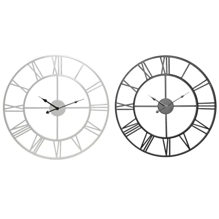 Reloj de Pared Home ESPRIT Blanco Negro Metal 60 x 3 x 60 cm (2 Unidades) de Home ESPRIT, Relojes de pared - Ref: S3055810, P...