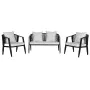 Conjunto de Mesa con 3 Sillones Home ESPRIT Negro Cristal Acero 123 x 66 x 72 cm de Home ESPRIT, Sofás - Ref: S3055837, Preci...