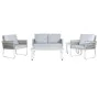 Conjunto de Mesa com 3 Poltronas Home ESPRIT Cinzento Aço Policarbonato 128 x 69 x 79 cm de Home ESPRIT, Sofás - Ref: S305583...