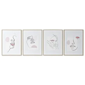 Pintura DKD Home Decor Face Escandinavo 45 x 2,5 x 60 cm (4 Unidades) de DKD Home Decor, Impressões sobre tela - Ref: S305584...