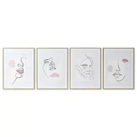 Pintura DKD Home Decor Face Escandinavo 45 x 2,5 x 60 cm (4 Unidades) de DKD Home Decor, Impressões sobre tela - Ref: S305584...