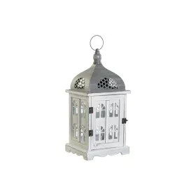 Farol DKD Home Decor Acabado envejecido Blanco Gris Madera Cristal 19 x 19 x 42 cm de DKD Home Decor, Candelabros y portavela...