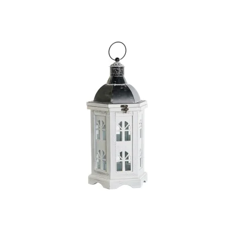 Farol DKD Home Decor Acabado envejecido Blanco Gris oscuro Madera Cristal 19 x 17 x 39 cm de DKD Home Decor, Candelabros y po...