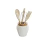 Bote para Utensilios de Cocina DKD Home Decor Blanco Bambú Porcelana 10,5 x 10,5 x 12 cm 6 Piezas de DKD Home Decor, Almacena...