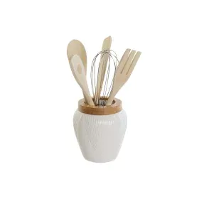 Bote para Utensilios de Cocina DKD Home Decor Blanco Bambú Porcelana 10,5 x 10,5 x 12 cm 6 Piezas de DKD Home Decor, Almacena...