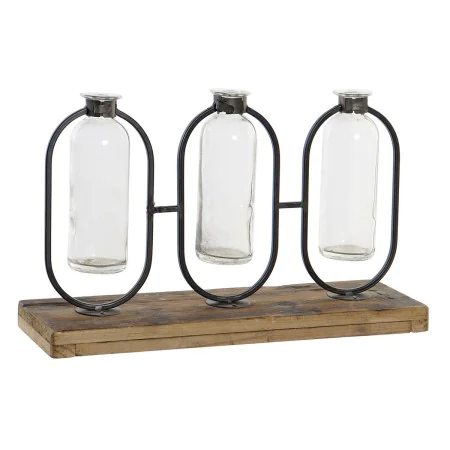 Jarrón DKD Home Decor Negro Natural Metal Cristal Madera de Paulonia 38 x 11,5 x 23 cm (3 Piezas) de DKD Home Decor, Jarrones...