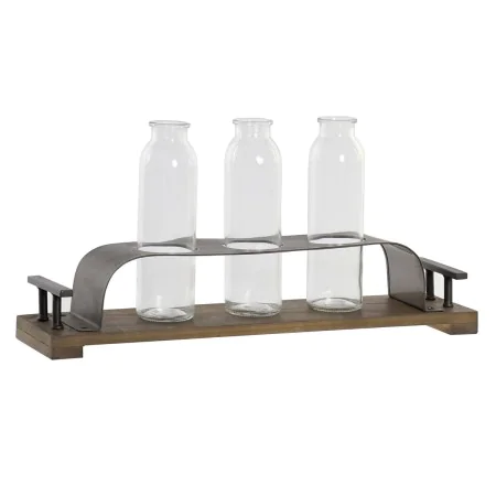 Jarrón DKD Home Decor Marrón Negro Metal Cristal 45 x 11 x 22 cm (3 Piezas) de DKD Home Decor, Jarrones - Ref: S3055895, Prec...