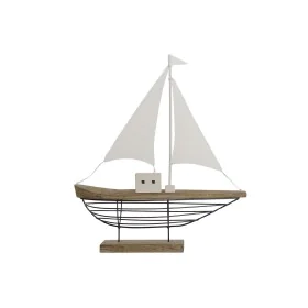 Figurine Décorative Home ESPRIT Blanc Naturel Voilier Marin Finition vieillie 54 x 15 x 61,5 cm de Home ESPRIT, Objets de déc...