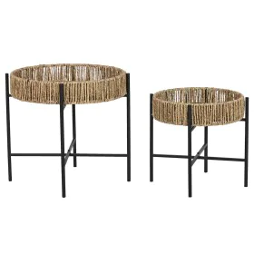 Juego de 2 mesas Home ESPRIT Negro Natural Metal 49 x 49 x 44 cm de Home ESPRIT, Mesas - Ref: S3055984, Precio: 88,66 €, Desc...