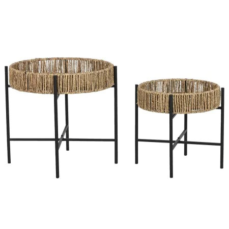 Juego de 2 mesas Home ESPRIT Negro Natural Metal 49 x 49 x 44 cm de Home ESPRIT, Mesas - Ref: S3055984, Precio: 78,72 €, Desc...