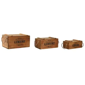 Boîtes de rangement Home ESPRIT Genuine Naturel Bois d'épicéa 38 x 24 x 20 cm 3 Pièces de Home ESPRIT, Boîtes et coffres de r...