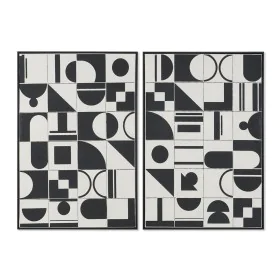 Cuadro Home ESPRIT Blanco Negro Abstracto Moderno 83 x 4,5 x 123 cm (2 Unidades) de Home ESPRIT, Impresiones sobre lienzo - R...