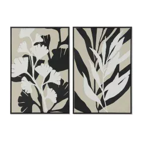 Pintura Home ESPRIT Branco Preto Bege Folha de planta Urbana 63 x 4,3 x 93 cm (2 Unidades) de Home ESPRIT, Impressões sobre t...