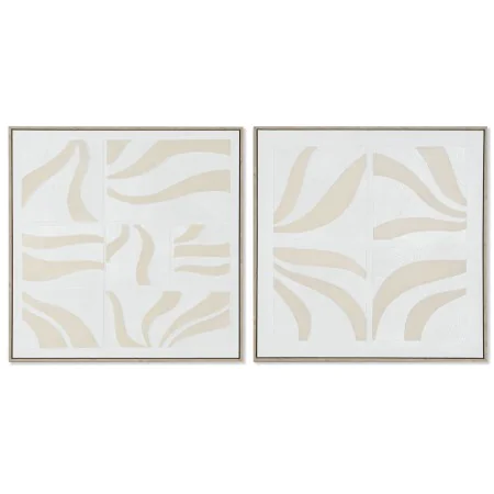 Painting Home ESPRIT White Beige Abstract Scandinavian 83 x 4,5 x 83 cm (2 Units) by Home ESPRIT, Prints on Canvas - Ref: S30...