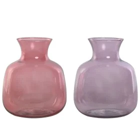 Vaso Home ESPRIT Cor de Rosa Lilás Cristal 16 x 16 x 19 cm (2 Unidades) de Home ESPRIT, Jarrões - Ref: S3056243, Preço: 12,74...