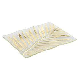 Centro de Mesa Home ESPRIT Transparente Dorado Moderno Hoja de planta 29 x 21 x 3 cm de Home ESPRIT, Adornos - Ref: S3056304,...