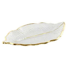 Centerpiece Home ESPRIT Transparent Golden Tropical Leaf of a plant 23 x 13 x 2 cm by Home ESPRIT, Ornaments - Ref: S3056307,...