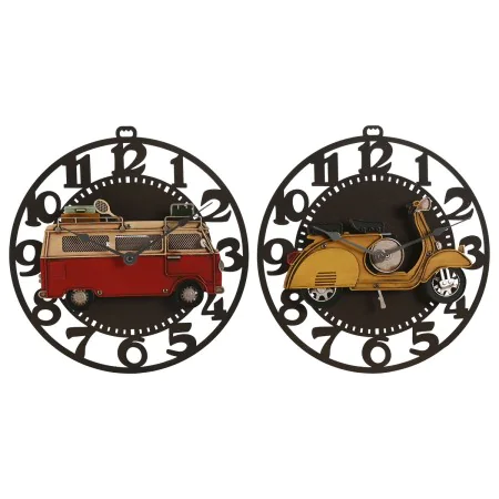 Reloj de Pared Home ESPRIT Amarillo Rojo Metal Vintage 34 x 33,5 x 32,5 cm (2 Unidades) de Home ESPRIT, Relojes de pared - Re...