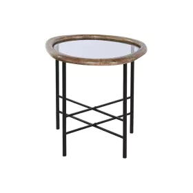 Mesa de Centro Home ESPRIT Castanho Preto Natural Cristal Madeira de abeto 61 x 50 x 53 cm de Home ESPRIT, Jogos de móveis - ...