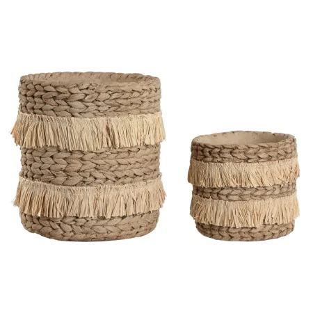 Set of Planters Home ESPRIT Brown Raffia Cement Tropical 23 x 22 x 25 cm by Home ESPRIT, Cachepots - Ref: S3056420, Price: 23...