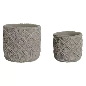 Set de Maceteros Home ESPRIT Gris claro Cemento 20 x 20 x 18 cm de Home ESPRIT, Maceteros - Ref: S3056421, Precio: 16,55 €, D...