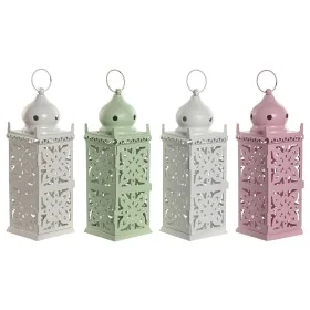 Lanterne Home ESPRIT Blanc Vert Rose Fer Oriental 10 x 10 x 30 cm (4 Unités) de Home ESPRIT, Bougeoirs et chandeliers - Réf :...