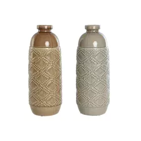 Vase Home ESPRIT Braun Grau aus Keramik Orientalisch Rhombusse 17 x 17 x 44 cm (2 Stück) von Home ESPRIT, Vasen - Ref: S30565...