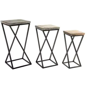 Set of 3 tables Home ESPRIT Wood Metal 33 x 33 x 68 cm by Home ESPRIT, Tables - Ref: S3056855, Price: 100,53 €, Discount: %