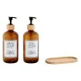 Dispensador de Sabão Home ESPRIT Âmbar Natural Bambu Cristal 500 ml 7,5 x 7,5 x 20 cm de Home ESPRIT, Suportes e dispensadore...