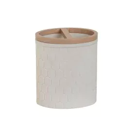 Vaso Home ESPRIT Blanco Natural Resina Bambú 9,5 x 7 x 11 cm de Home ESPRIT, Soportes y dispensadores - Ref: S3056974, Precio...