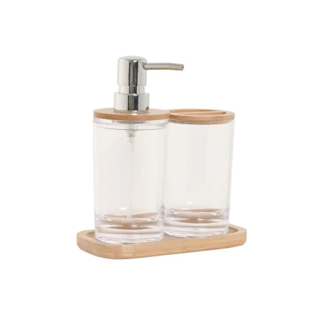 Set da Bagno Home ESPRIT Trasparente Naturale Bambù Alluminio polistirene 16 x 9 x 18 cm di Home ESPRIT, Set di accessori per...