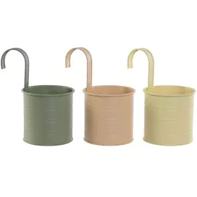 Cache-pot Home ESPRIT Jaune Vert Ambre Rose clair Métal 11,5 x 11,5 x 21 cm (3 Unités) de Home ESPRIT, Cache-pots - Réf : S30...