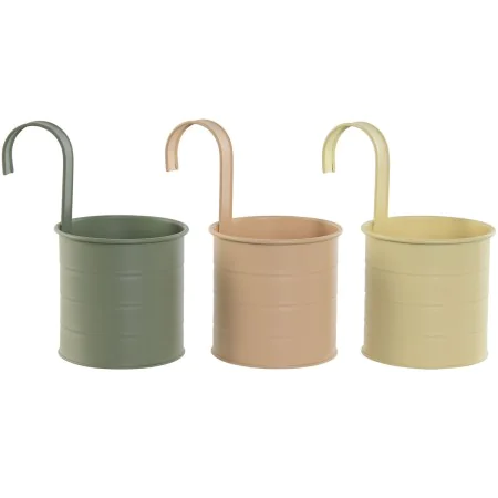 Plantador Home ESPRIT Amarelo Verde Âmbar Rosa Claro Metal 11,5 x 11,5 x 21 cm (3 Unidades) de Home ESPRIT, Vasos - Ref: S305...