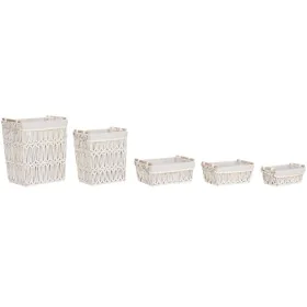 Cesto per i Panni Sporchi Home ESPRIT Bianco Naturale Metallo Shabby Chic 42 x 32 x 51 cm 5 Pezzi di Home ESPRIT, Ceste per l...