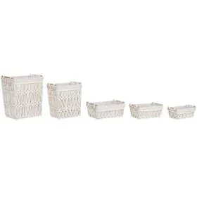 Cesto para la Ropa Sucia Home ESPRIT Blanco Natural Metal Shabby Chic 42 x 32 x 51 cm 5 Piezas de Home ESPRIT, Cestos para la...