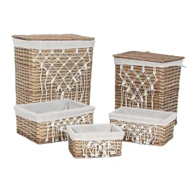 Laundry basket Home ESPRIT White Natural wicker Shabby Chic 47 x 35 x 55 cm 5 Pieces by Home ESPRIT, Laundry Baskets - Ref: S...