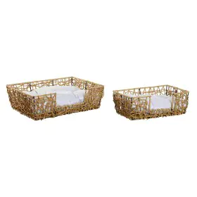 Letto per animali domestici Home ESPRIT Bianco Marrone Chiaro Metallo rattan sintetico 50 x 35 x 14 cm (2 Pezzi) di Home ESPR...