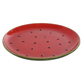 Flat Plate Home ESPRIT Red Green Stoneware Watermelon 27,5 x 27,5 x 3 cm by Home ESPRIT, Plates and dishes - Ref: S3057087, P...