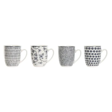 Ensemble de 4 mugs Home ESPRIT Bleu Blanc Porcelaine 340 ml de Home ESPRIT, Tasses - Réf : S3057169, Prix : 10,59 €, Remise : %