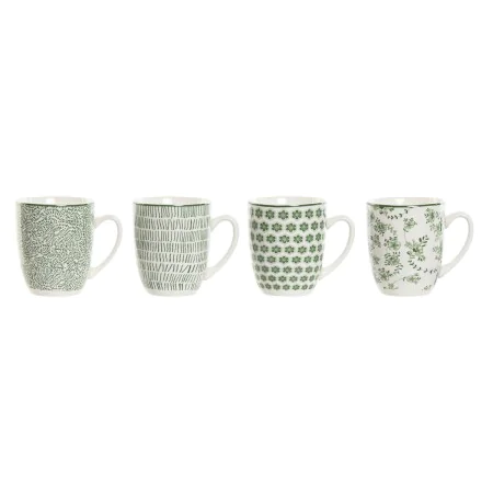 Ensemble de 4 mugs Home ESPRIT Blanc Vert Porcelaine 340 ml de Home ESPRIT, Tasses - Réf : S3057175, Prix : 10,16 €, Remise : %