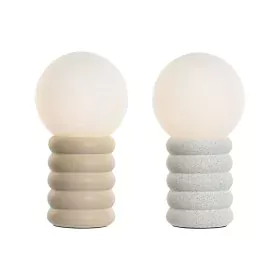 Lampe de bureau Home ESPRIT Blanc Beige Céramique Verre 220 V 15 x 15 x 28 cm (2 Unités) de Home ESPRIT, Lampes de chevet - R...