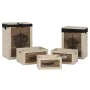 Cesto de Roupa Suja Home ESPRIT Preto Natural Madeira 40 x 30 x 56 cm 5 Peças de Home ESPRIT, Cestos para fornos rebatíveis -...