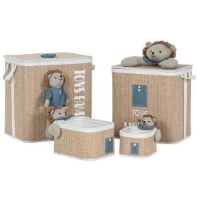 Cesto per i Panni Sporchi Home ESPRIT Verde Naturale Per bambini 44 x 44 x 45 cm 4 Pezzi di Home ESPRIT, Ceste per la bianche...