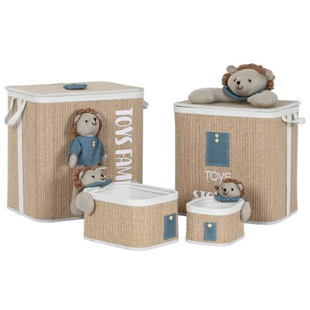 Cesto de Roupa Suja Home ESPRIT Verde Natural Infantil 44 x 44 x 45 cm 4 Peças de Home ESPRIT, Cestos para fornos rebatíveis ...