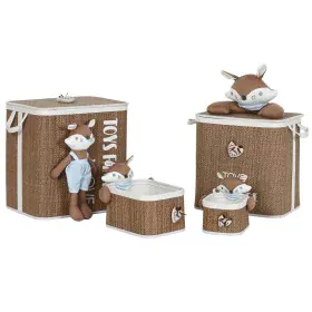 Laundry basket Home ESPRIT Blue Brown Natural Children's 44 x 44 x 45 cm 4 Pieces by Home ESPRIT, Laundry Baskets - Ref: S305...