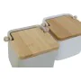 Portasale con Coperchio Home ESPRIT Bianco Beige Naturale Bambù Dolomite 15 x 12 x 11 cm (2 Unità) di Home ESPRIT, Dosatori d...