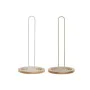 Portarotolo di Carta da Cucina Home ESPRIT Beige Grigio Naturale Metallo Legno d'albero della gomma 15 x 15 x 31 cm (2 Unità)...