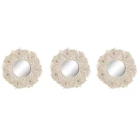 Ensemble de miroirs Home ESPRIT Blanc Verre Macramé Boho 20 x 1 x 20 cm (3 Pièces) de Home ESPRIT, Miroirs muraux - Réf : S30...