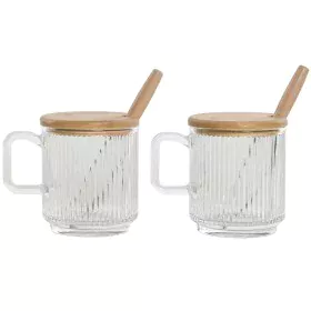 Sucrier Home ESPRIT Transparent Bambou Verre 350 ml 11,7 x 8,7 x 14 cm 2 Pièces (12 Unités) de Home ESPRIT, Sucre et lait - R...